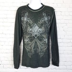 Carbon Black Distressed Thermal, Black/Gray, XXL